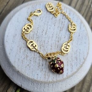 Strawberry Charm Bracelet (Stamped)